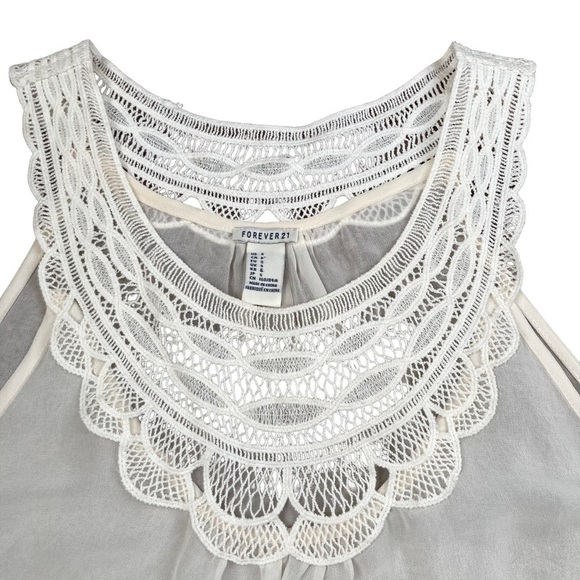 Forever 21 Crochet Collar Sheer White Tank - Picture 3 of 8